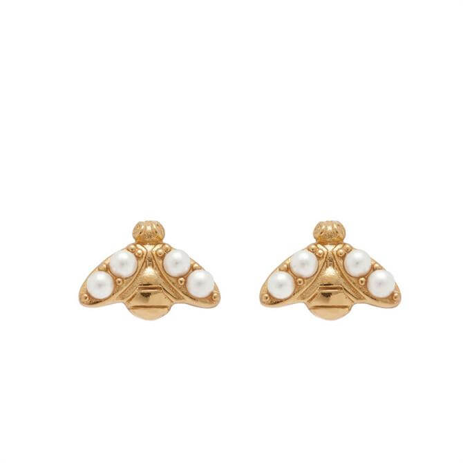 Olivia Burton Pearl Bee Gold Stud Earrings